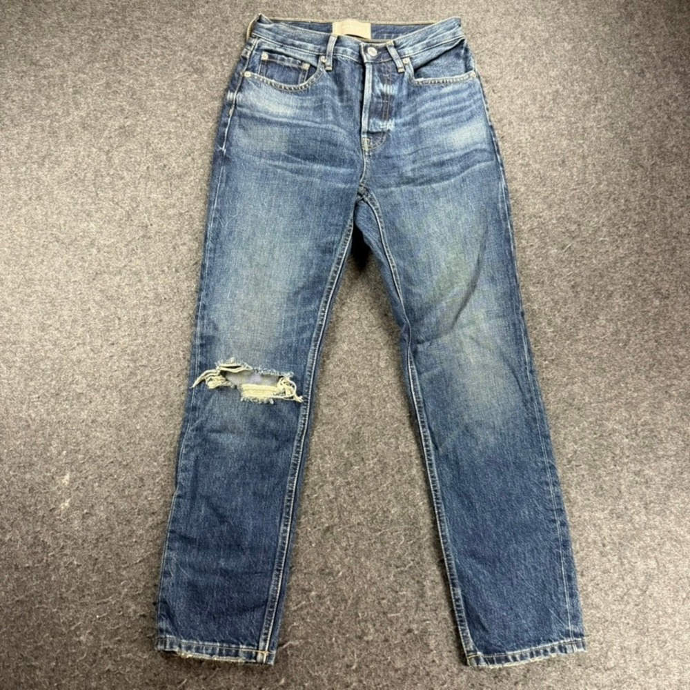 Everlane The Cheeky Jean 24 Crop Distressed Knee High‎ Rise Denim Jeans